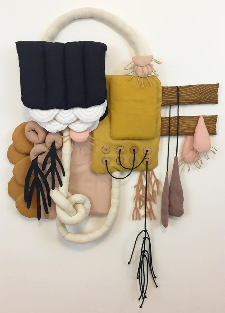 Synthesis fabric wall sculpture by Tamara Bagnell
