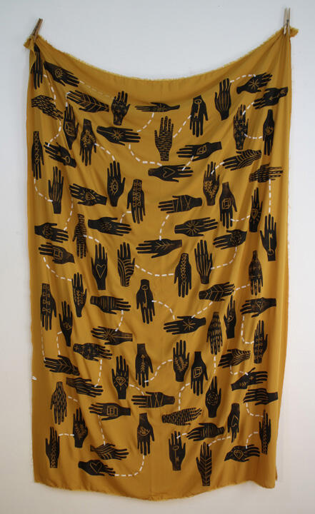 Give / Take blockprint fabric by Tamara Bagnell