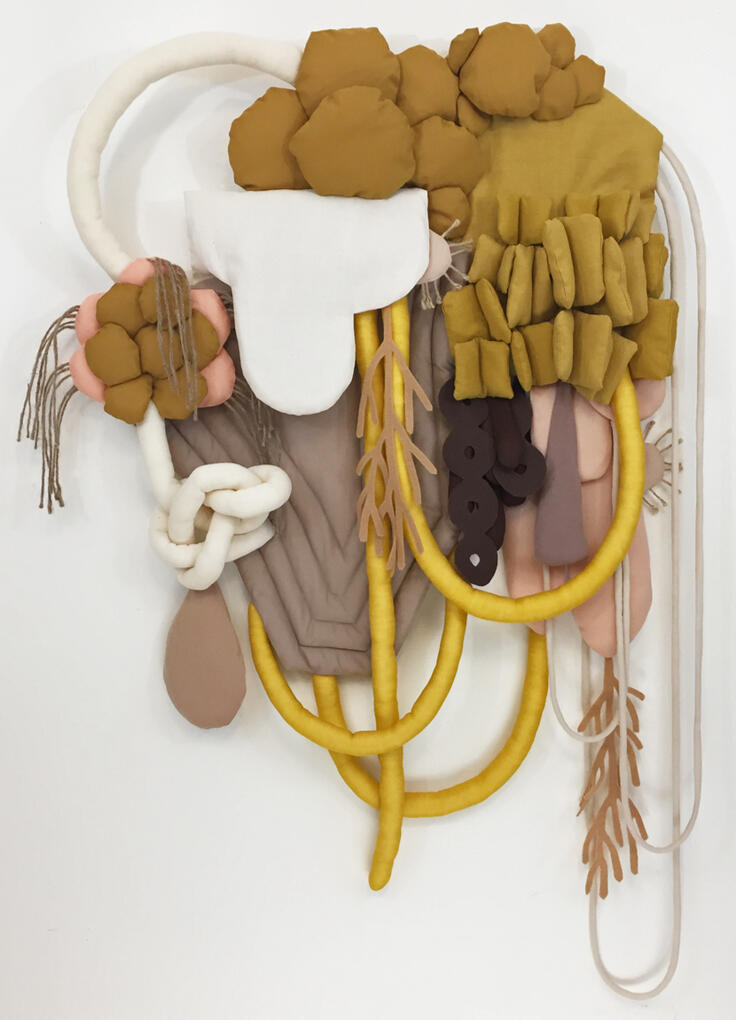 Sun Drip fabric wall sculpture by Tamara Bagnell